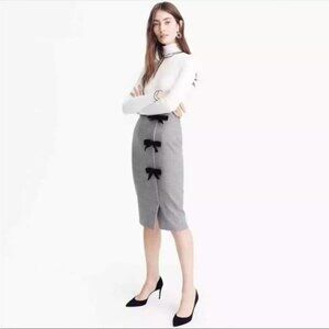 J. Crew Velvet Bow Gray Pencil Skirt